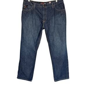 Ariat Jeans Mens 42x30 FR M4 Relaxed Low Rise Boot Cut Dark Wash Denim Work EUC